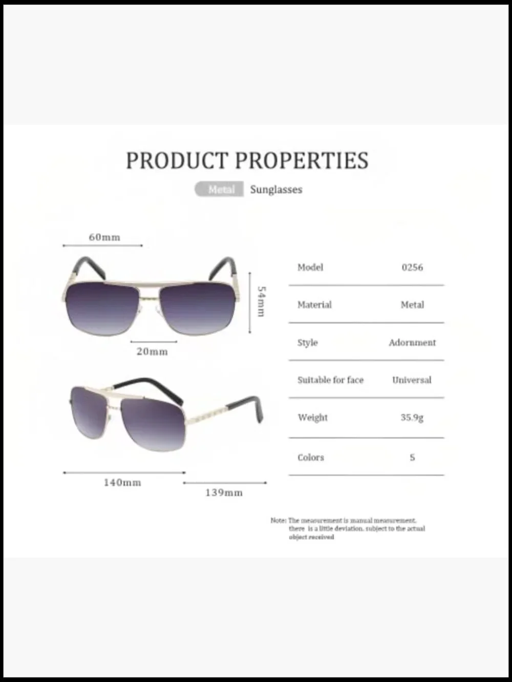 Men's Polarized Square Aviator Sunglasses Durable Polycarbonate Frame UV